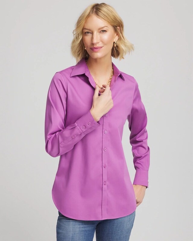 No Iron Stretch-Sateen Shirt